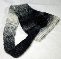 Crochet Pixie Long Tail Winter Hat Black/Cream