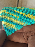 Crochet throw blanket Green/Yellow