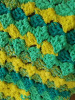 Crochet throw blanket Green/Yellow