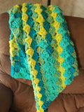 Crochet throw blanket Green/Yellow