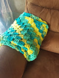 Crochet throw blanket Green/Yellow