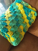 Crochet throw blanket Green/Yellow