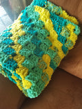 Crochet throw blanket Green/Yellow